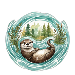 LeanbackInvest Logo: Otter, der entspannt auf dem Wasser treibt